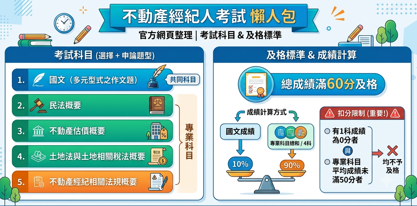 不動產經紀人考試科目
