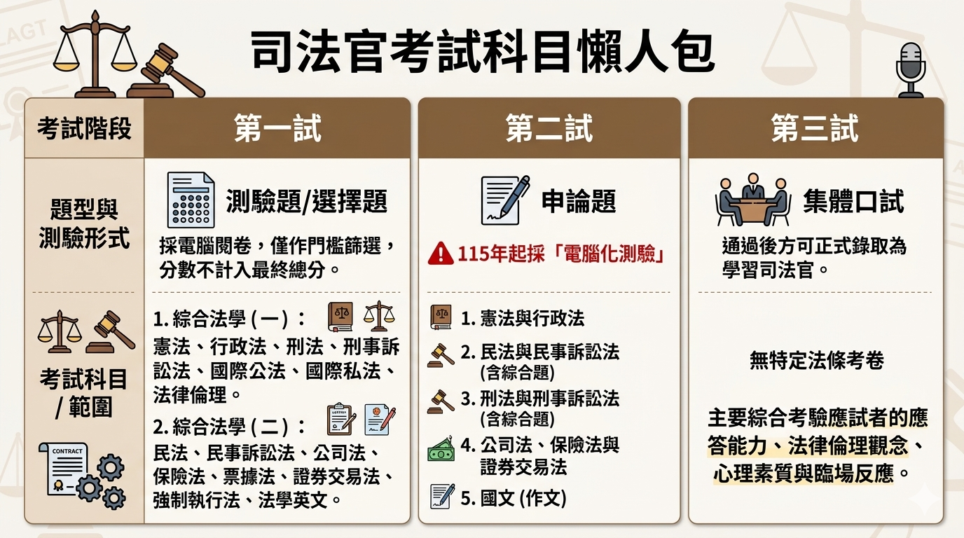 司法官考試科目
