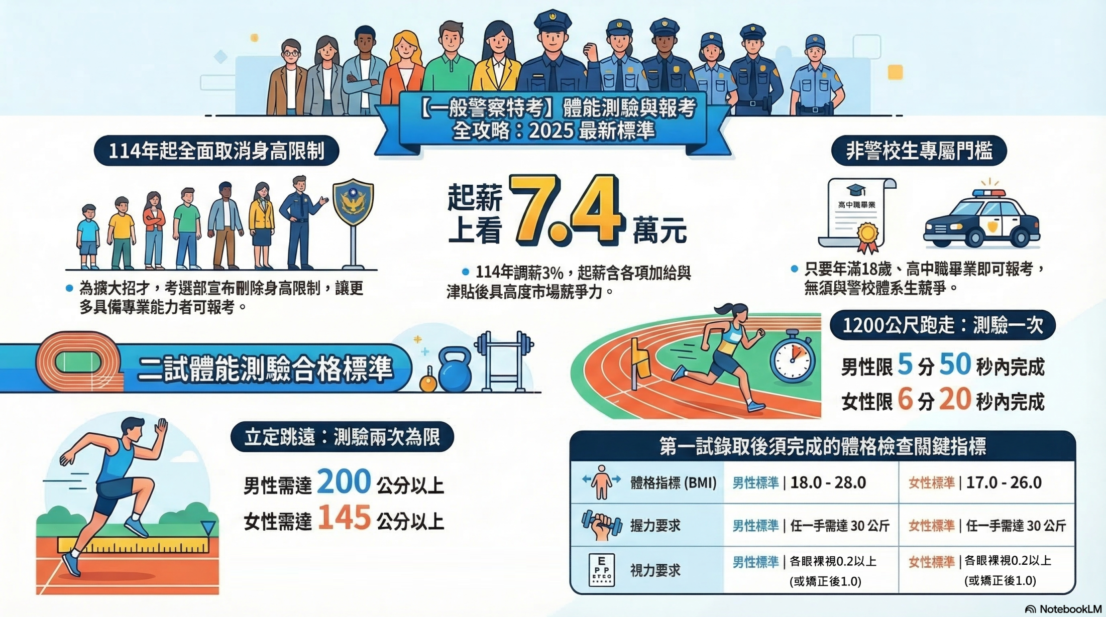 一般警察特考體能測驗懶人包